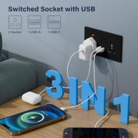 Skin Touch Feel Ultra Thin VIP Black Double Socket | USB TYPE C Twin Sockets