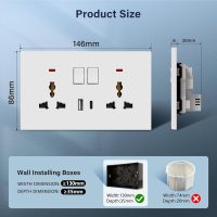 Ultra Thin VIP White Double Socket USB & TYPE C Ports