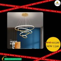 Gold 4-Ring Round Height Adjustable Dining Room Dining Table Office Kitchen Hotel Hanging LED lamp