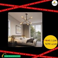 Modern Black & Gold iron 6 long pole Sputnik Chandeliers Semi Flush Mount Ceiling Light