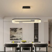 Beautiful Translucent Dining Room Pendant Lamp Geometric Ring Study Bedroom Acrylic Pendant Light Chandeliers