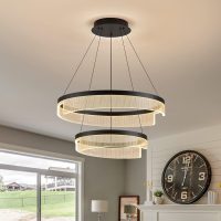 Beautiful Translucent Living Room Dining Room Pendant Lamp Geometric Ring Study Bedroom Acrylic Pendant Light Chandeliers