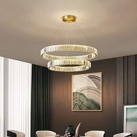 CITRA 2 Ring Crystal Chrome Body LED Chandelier Hanging Suspension Lamp