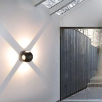 3W*2 * 4 COB Wall Spotlight Modern Lighting Outdoor Porch Lamp (Color : Black(4 * 3W), Size : 3000K Warm Light)