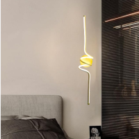 Gold Indoor Linear Modern LED Wall Lamp for Bedroom Bedside Living Room Study Room Balcony