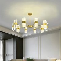 8 Gold Head Mesh Metal Sputnik Chandelier Acrylic Pendant Light for Hotels Hallway Shops Cafe Bar (Copy)