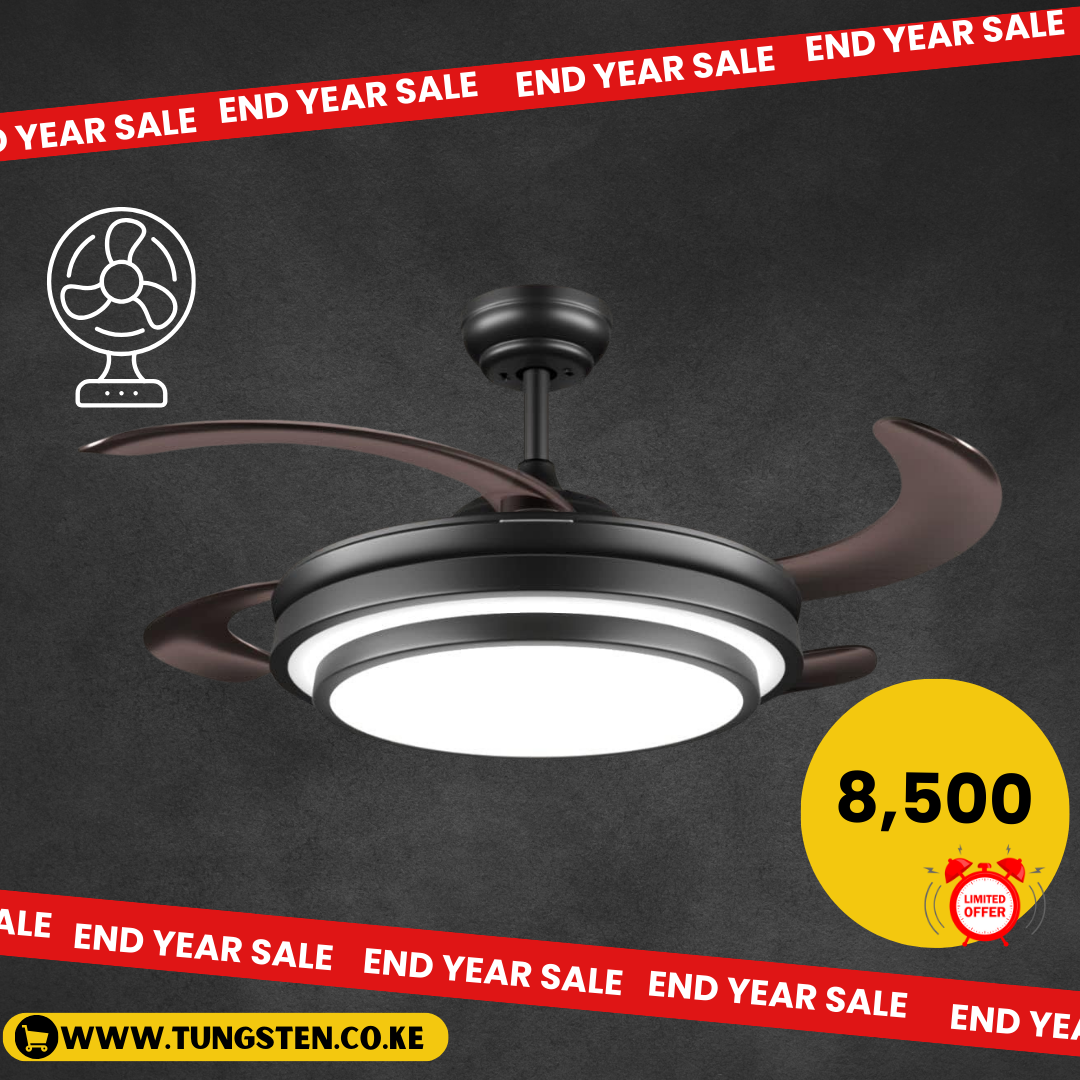Retractable Chandelier Ceiling Fan 6 Speed Black Fandelier Ceiling Fan Light - Image 13