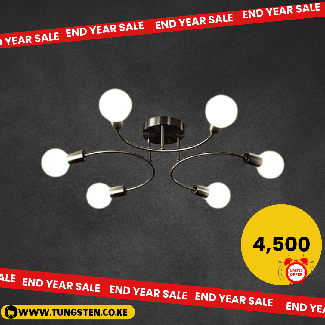 6bulb Flush Mounted Sputnik Black Chandelier|Low ceiling lights
