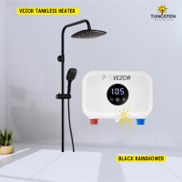 Vezor Small Tankless Instant water heater salty water + Black Rainshower