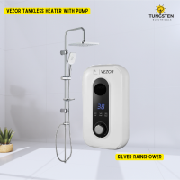 White Vezor Tankless Instant Hot Shower Pump