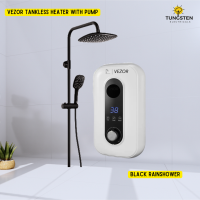 White Vezor Tankless Instant Shower Inbuilt Pump