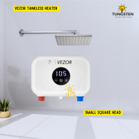 Vezor Small Tankless Instant water heater salty water + Square Wall Showerhead