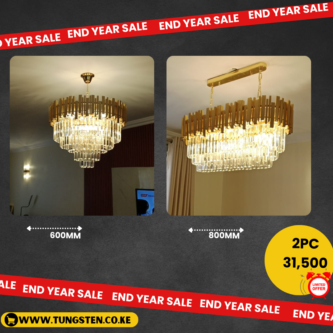 2pc Crystal Living & Dining Chandeliers Ksh 31,500| 600mm,800mm Crystal Chandelier - Image 2