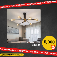 6-Light Adjustable Arm Pendant Lighting, Semi Flush Mount Ceiling Light Black and Gold