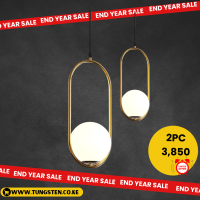 2pc Pendant Light with Milky Glass Fitting