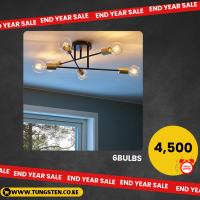 High-end, industrial black Chandelier with Straight Arms - 6 bulbs |END YEAR OFFER