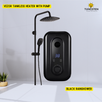 Black Vezor Tankless Instant Hot Shower Inbuilt Pump + Rainshower