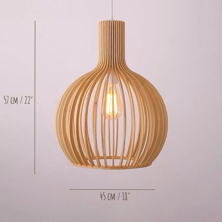 Wood Pendant Lighting, Semi Globe Modern Ceiling Light Fixture for Kitchen Island Dining Room Living Room (21.6") - Image 4