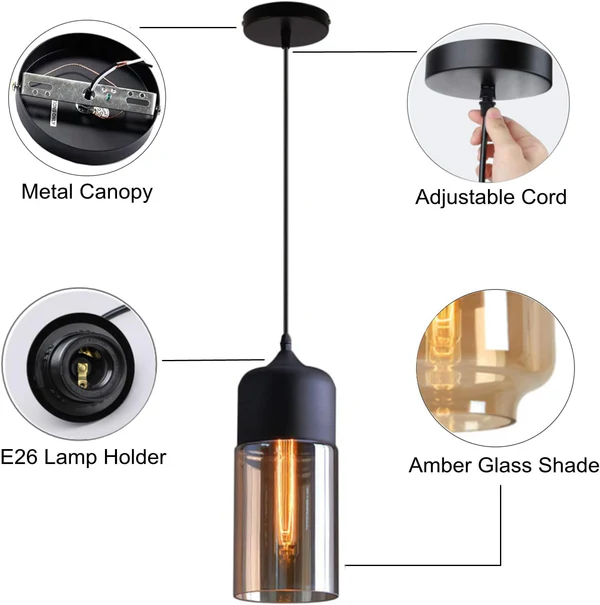 Amber Cylinder Industrial Pendant Light - Image 5