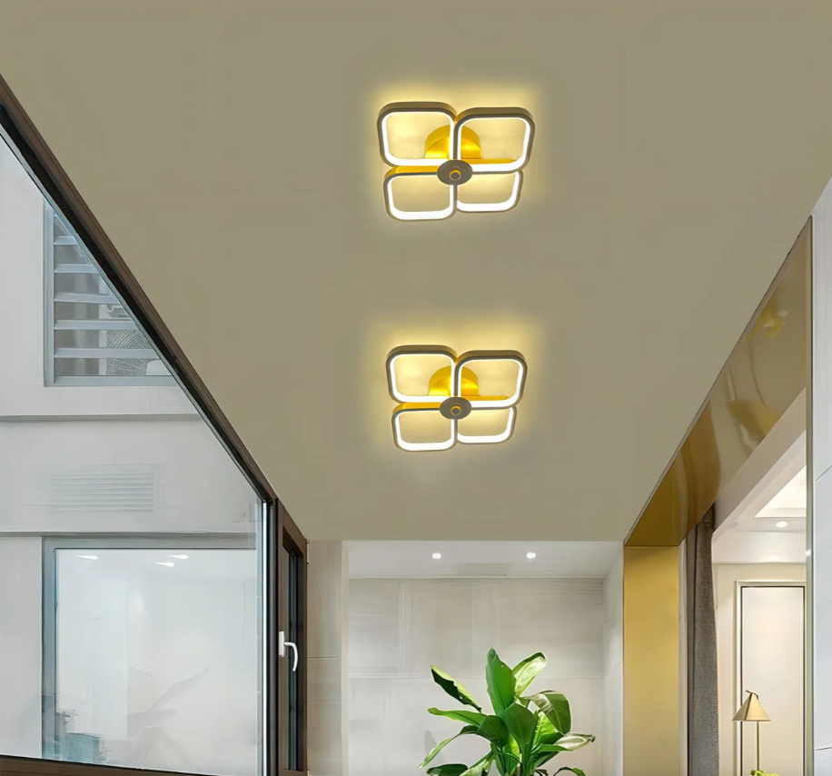 HOUZEE LED 4 Squares Gold Creative Fashion Ceiling Lights