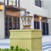 gold Solar Post Lights Outdoor Fence Pillar Lamp LED Post Cap Light