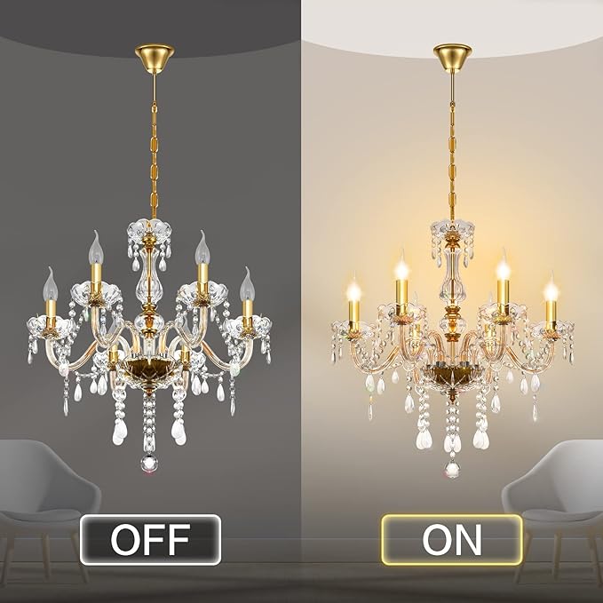 6-Arm European Vintage modern Led Glass Crystal Chandeliers for Home - Image 3