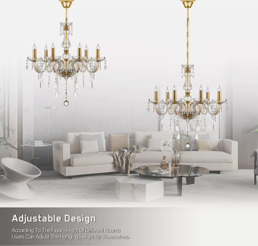 6-Arm European Vintage modern Led Glass Crystal Chandeliers for Home - Image 2