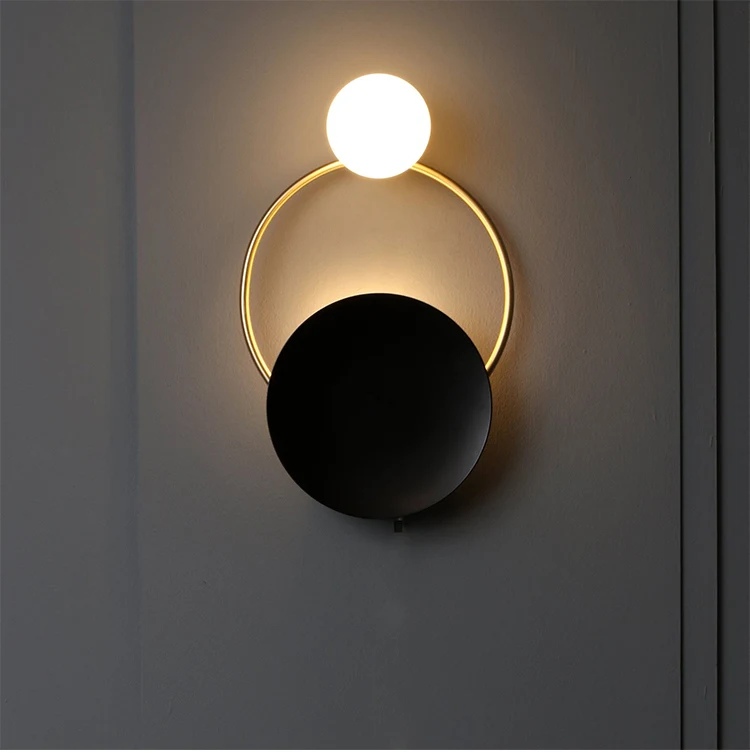 Hundreds of black gold living room background wall lamp fashion simple bedroom bedside wall light