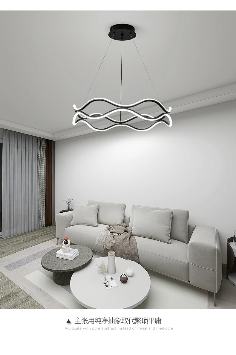Minimalist ring-shaped living room chandelier modern atmospheric round hall dining room LED pendant light
