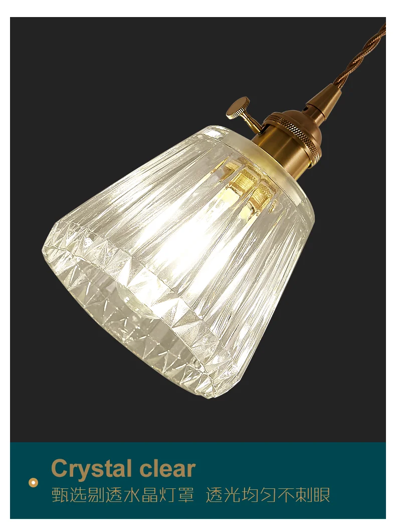 Scandinavian minimalist dining room three head chandelier vintage crystal bar bedside small pendant lamp