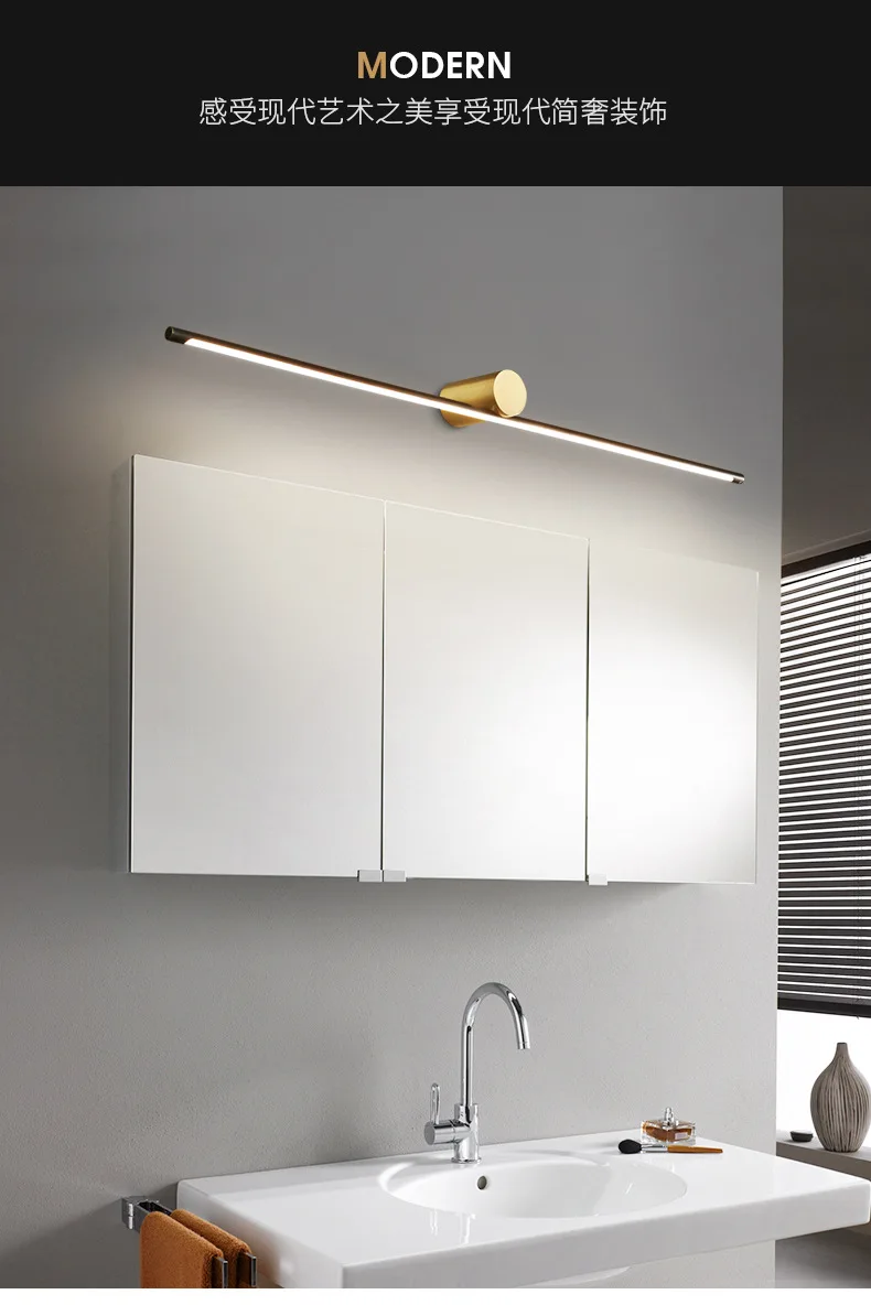 Beautiful bedroom vanity mirror long wall light design model bathroom mirror front wall lamp for bathroom black gold