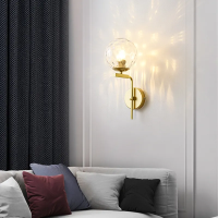 Clear Glass wall light |Black & Gold