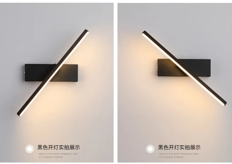 Bedroom bedside wall lamp rotatable adjustable angle indoor LED lighting aluminum simple strip wall lamp