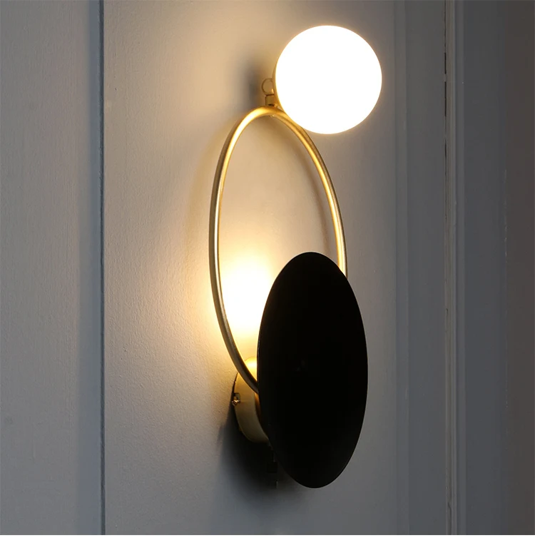 Hundreds of black gold living room background wall lamp fashion simple bedroom bedside wall light