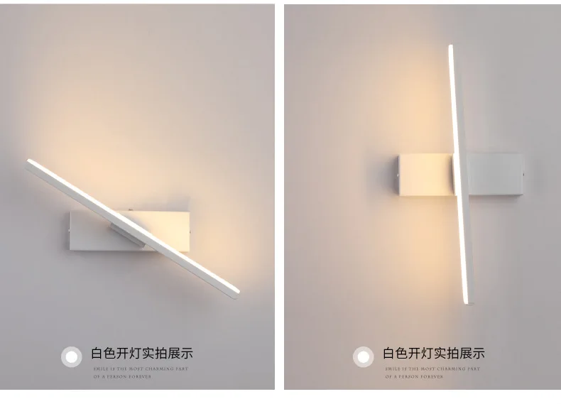 Bedroom bedside wall lamp rotatable adjustable angle indoor LED lighting aluminum simple strip wall lamp
