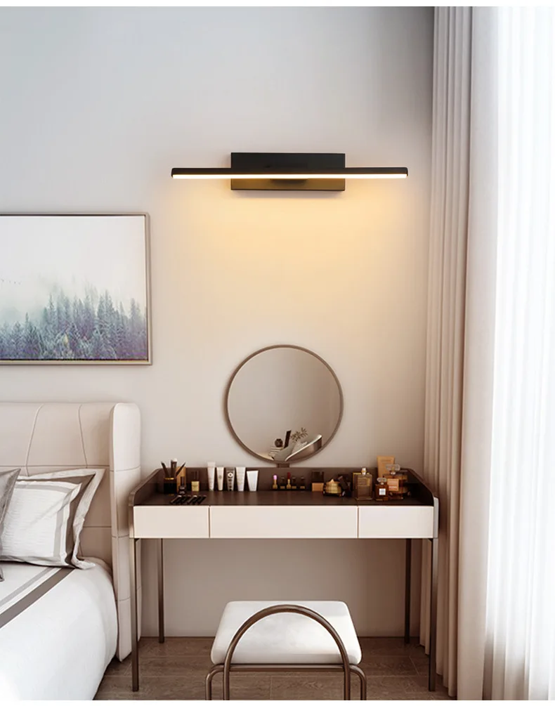 Bedroom bedside wall lamp rotatable adjustable angle indoor LED lighting aluminum simple strip wall lamp