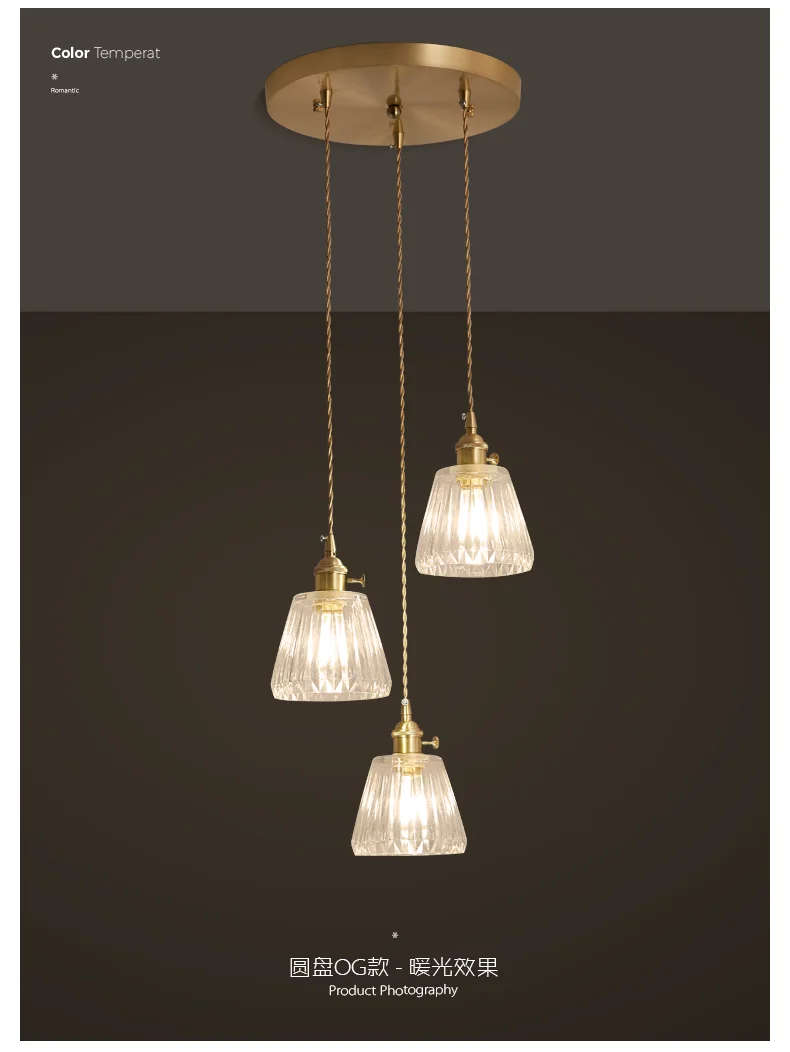 Scandinavian minimalist dining room three head chandelier vintage crystal bar bedside small pendant lamp