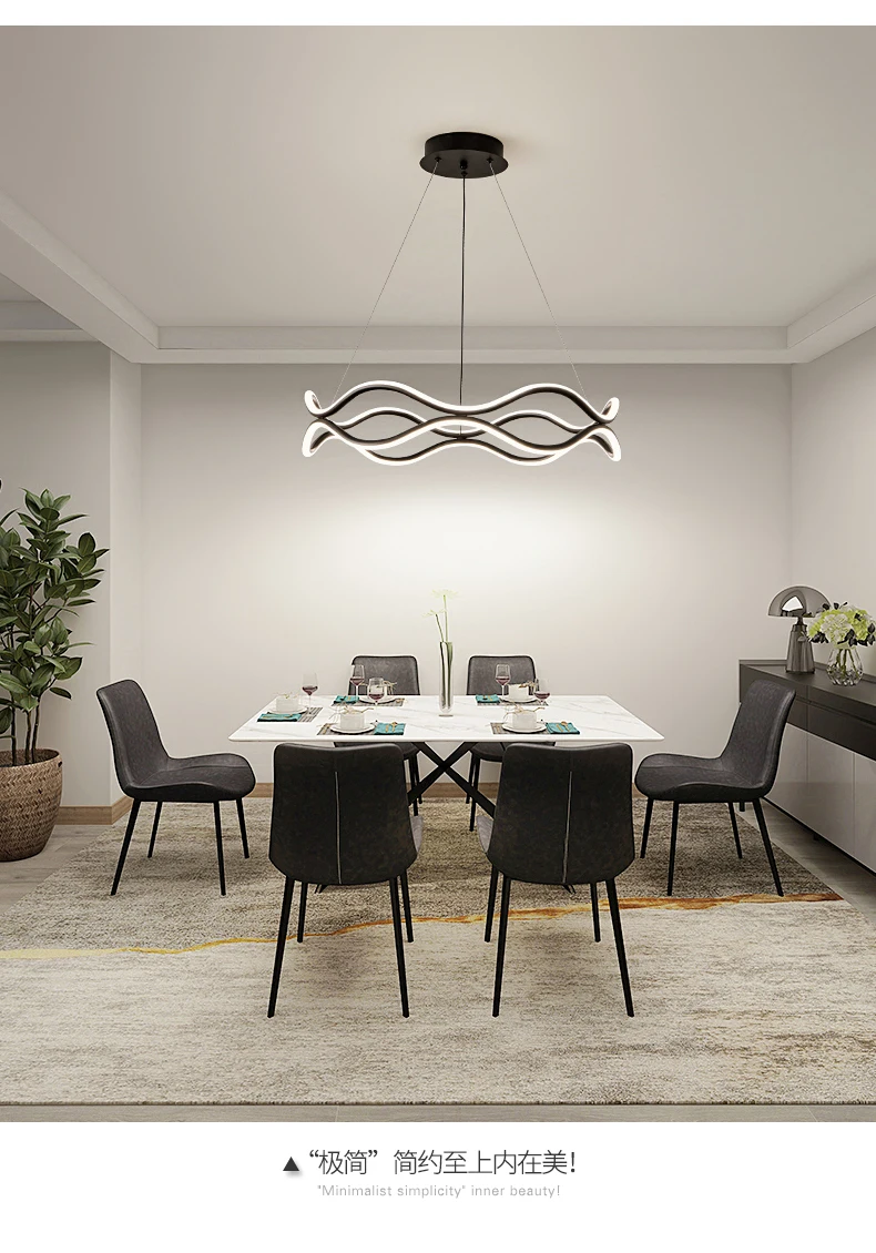 Minimalist ring-shaped living room chandelier modern atmospheric round hall dining room LED pendant light
