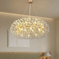 Modern K9 Crystal Ceiling Chandelier, Gold Led Flower Light