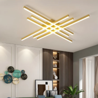 Minimalist Long Strip Gold LED Chandeliers For Living Room Bedroom Indoor Lighting Parlor Foyer