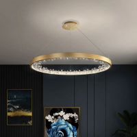 Modern Halo Crystal Ring Chandelier