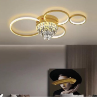 Signature Gold Crystal Chandelier Nordic Rings LED Light