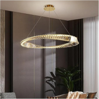 Luxury Gold Irregular Ring Crystal Chandelier Led Lamp Fixtures