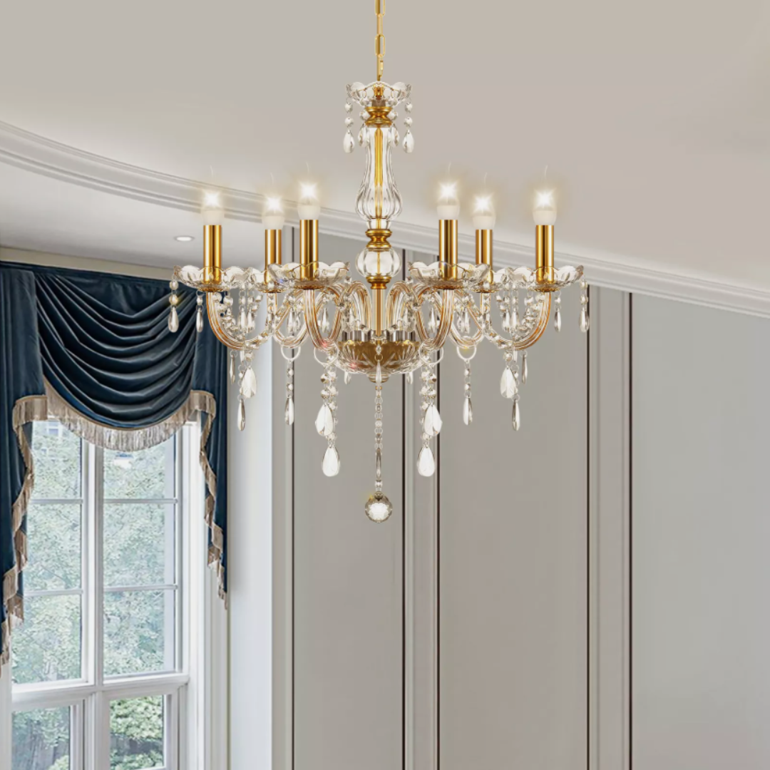 Vintage Modern Glass Crystal Chandelier