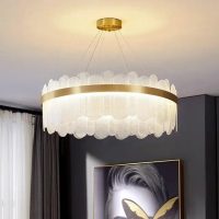 Modern contemporary brass and glass light