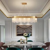 Modern Rectangle contemporary brass and glass light