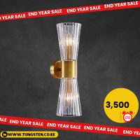 2-Lights Clear Glass Cylinder Wall Sconce Indoor Up Down Wall Mounted Light Gold  Night Wall Lamp