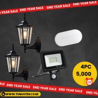 2pc Angled Gate Light + Moisture Proof Lamp + 20W Motion Floodlight