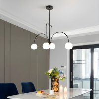 KISAD 4-Light Modern Glass Globe Chandelier Brushed Brass Metal Pendant Light with Adjustable Rods Hanging Lighting