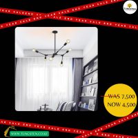 6-Light Black Mid Century Modern Ceiling Light Semi Flush Mount Fixture Brass 25" Wide